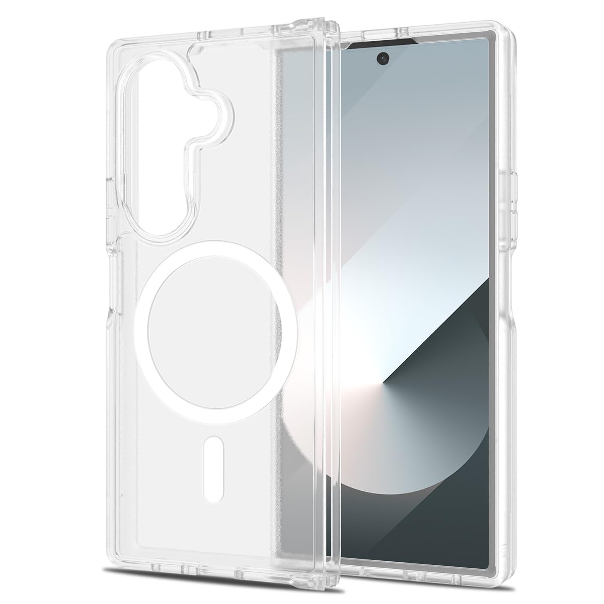 Photo 1 of WAWZ for Samsung Galaxy Z Fold7 (2025) Case Compatible with MagSafe Slim Thin Hard PC Translucent Frosted Rugged Drop-Proof Shockproof Protective Case for Samsung Galaxy Z Fold7 (2025) (Clear)