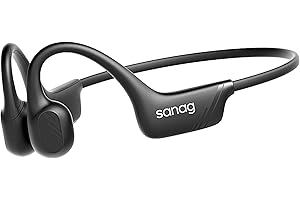 Sanag B21S True Bone Conduction Headphones, IPX5 Waterproof Bluetooth 5.4 Earphones, Wireless Open Ear Headset with Mic, 5.4 HiFi Bass, 10H Playtime for Running, Cycling, Sports, Workout (Black)