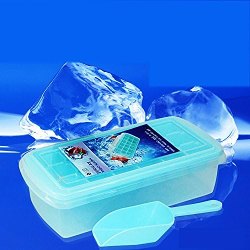Saumota Easy Release Plastic Ice Molds Ice Stick Tray Ice Cube Ice Freezer With ice scraper and Lid-Blue
