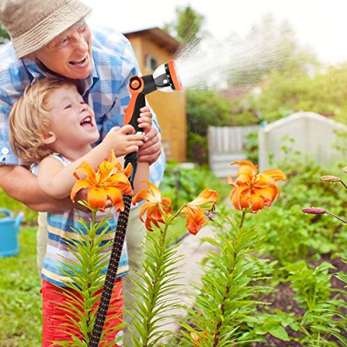 Garden Hose Expandable Flexible Water Hose 100ft- Lightweight Durable 3750D with New 3/4 Nozzle Solid Brass Repairable Connectors / 10-Way Professional Zinc Water Spray Nozzle (100 FT)