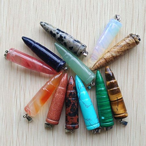 Natural Stone Bullet Pendulum Pendants 12Pcs/Lot