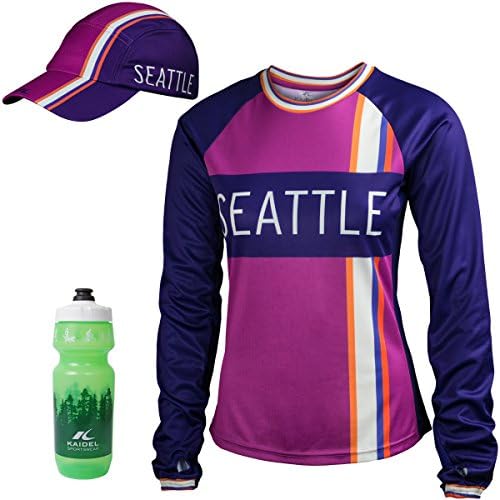 Bundle û 3 items: Women's Seattle long sleeve tech shirt, hat and water bottle - Magenta &amp; Purple