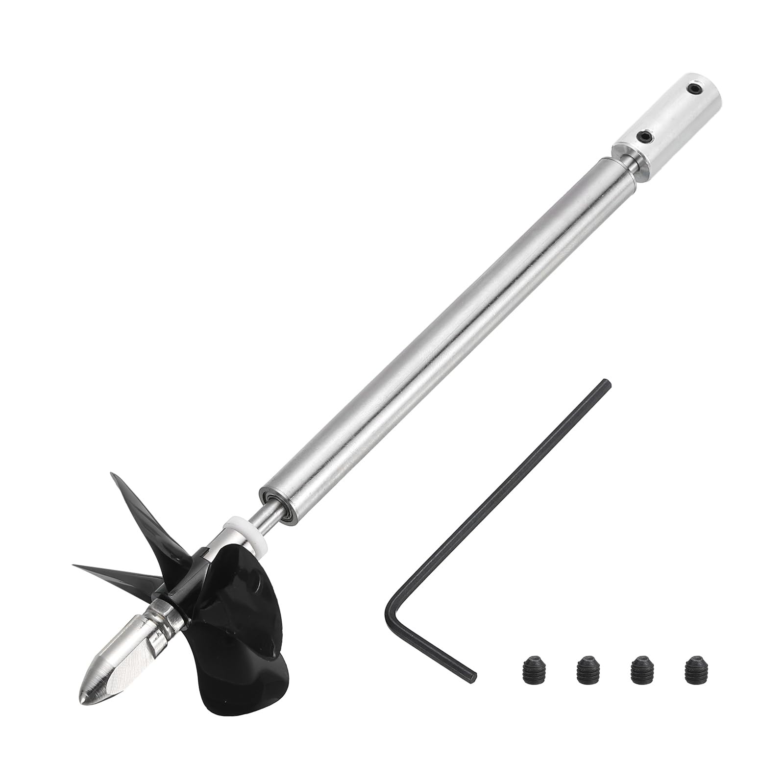 sourcing map Drive Shaft W Propeller and Coupling Joint for RC Boat Coupler Assemble Kit, L150mm Shaft, L100mm Sleeve, D55mm Four Propeller, Fit for 5 mm Motor Shaft