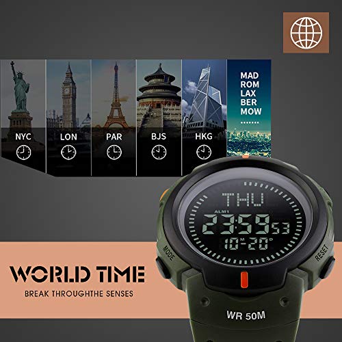 image for BOZLUN Men's Military Sports Digital Watch Survival Compass LED Screen