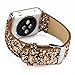 iiteeology Compatible with Apple Watch Band 38mm 40mm 42mm 44mm, Shiny Bling Glitter Leather Band for iWatch SE Series 6/5/4/3/2/1 Women Girls (Gold, 42mm)