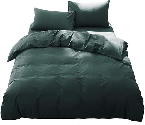 Amazon Ayo 布団カバー 3点セット シングル シーツ 洋式 和式兼用 寝具カバーセット 掛け布団カバー ボックスシーツ 枕カバー ベッド用 布団用 洗い替え速乾タイプ ピーチスキン加工 防ダニ ダークグリーン シングル 3点セット 寝具カバーセット オンライン通販