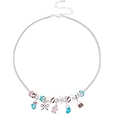 Madison Tyler Christmas Necklace for Women | Gold and Silver Plated Xmas Adjustable Snake Chain Necklace | Gingerbread Man Gloves Socks Peppermint Candy Cane Bow Charm Pearl Holiday Necklace