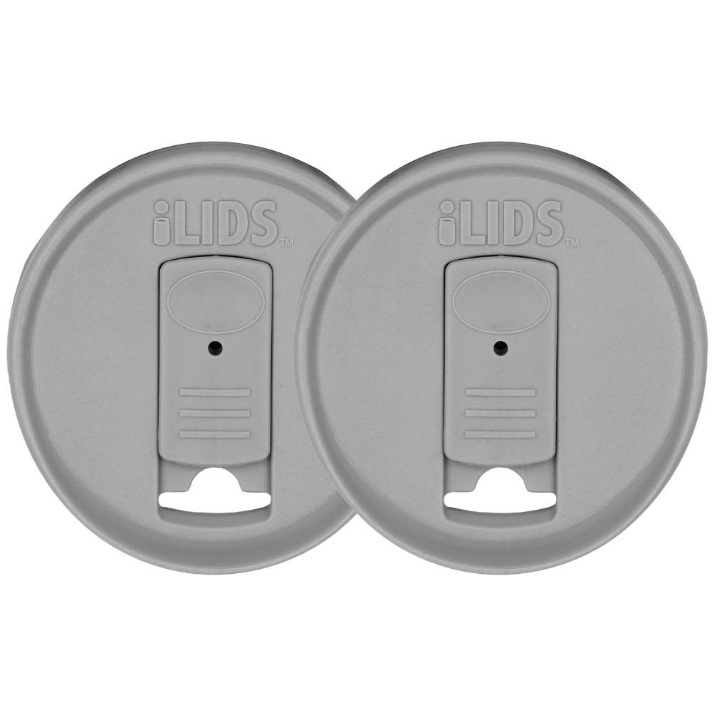 iLids Mason Jar Drink Lid, Regular Mouth, Gray, 2-Pack