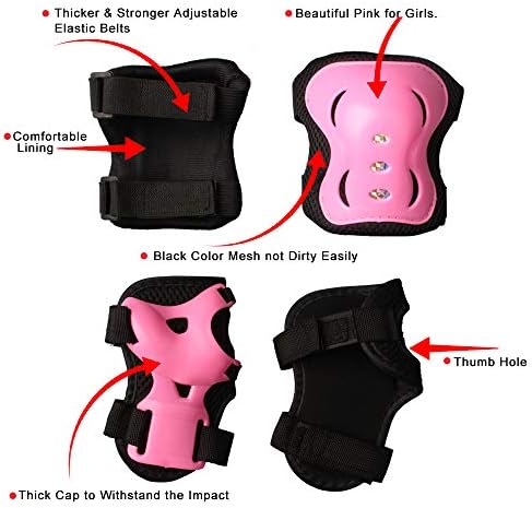 Children's biking protective gear set including helmet, elbow pads, and wrist guards.