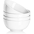 DOWAN Soup Bowls, Ceramic Cereal Bowls, 22 Ounce Bowl Set of 4, Sturdy & Stackable, Dishwasher & Microwave Safe, White Bowls