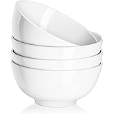 DOWAN 22 OZ White Ceramic Bowls Set of 4 - Perfect for Soup Bowls for Kitchen, Cereal Bowl, Ramen Bowl, Microwave Safe for Oatmeal, Fruit,Salad and Rice Bowl - Dishwasher & Microwave Safe
