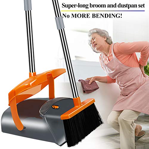 Kelamayi Broom and Dustpan Set Foldable Stainless Long Handle