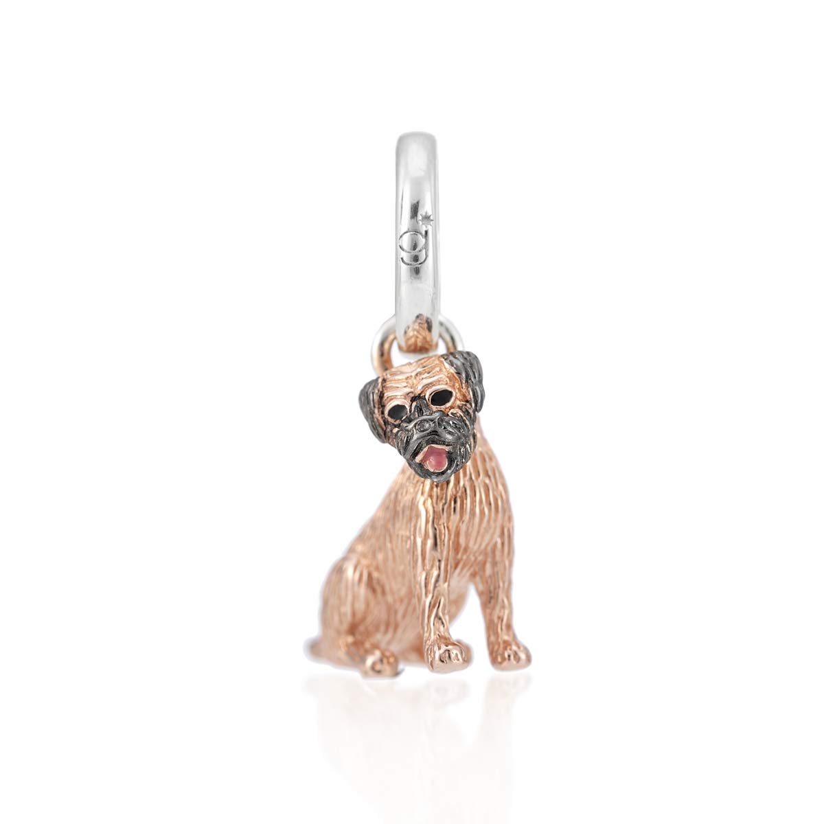 Gemma J Border Terrier Dog Charm, sterling silver and rose gold, compatible with most popular charm bracelets.