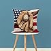oFloral American Flag Throw Pillow Covers with Baseball Glove Retro Home Decorative Pillow Case Square Cushion Cover for Sofa Bed Chair Couch Decoration 18 x 18 Inch Brown Blue White Red