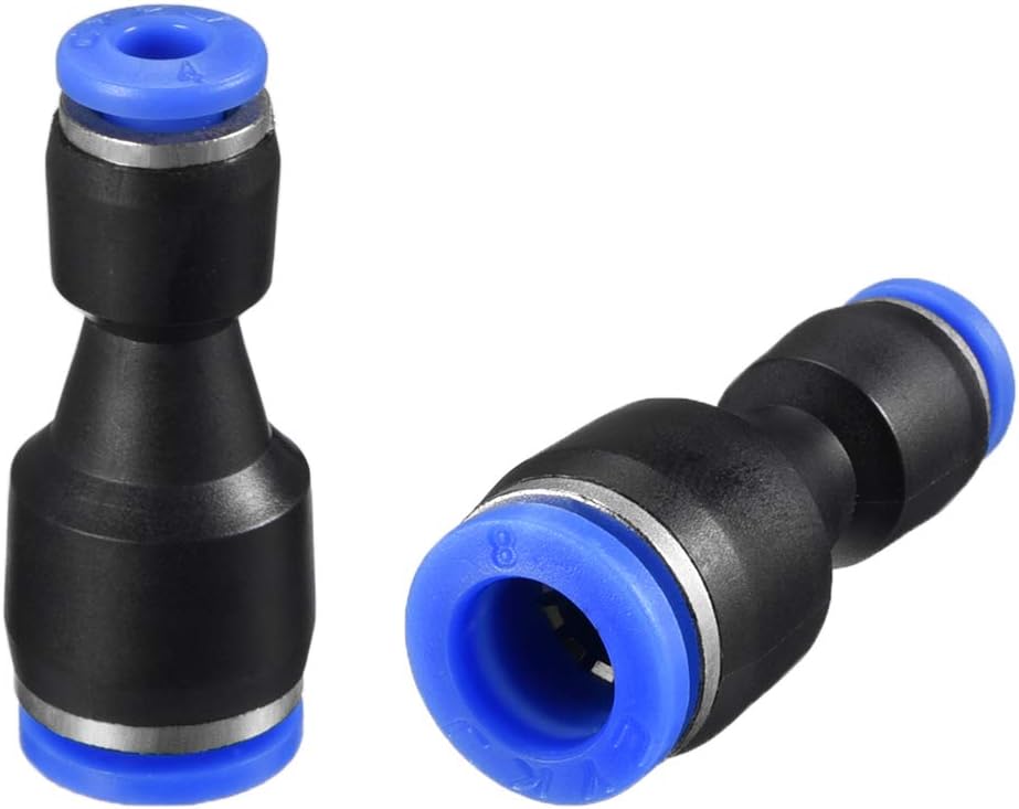 sourcing map 2pcs Push to Connect Fittings Tube Connect 5/16" to 5/32" OD Reducing Straight Union Push Fit Fittings Tube Fittings Push Lock Blue