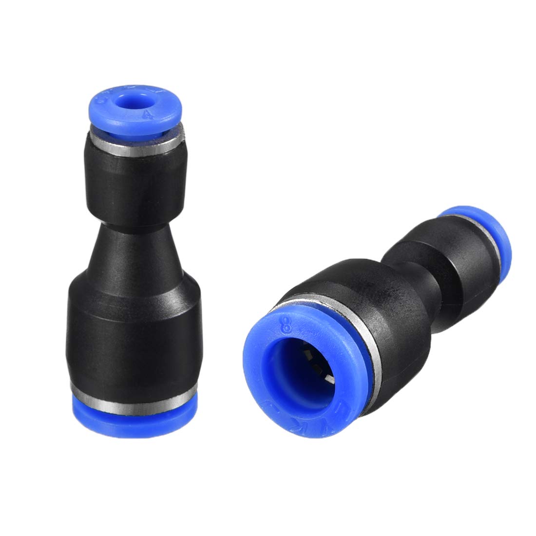 sourcing map 2pcs Push to Connect Fittings Tube Connect 5/16" to 5/32" OD Reducing Straight Union Push Fit Fittings Tube Fittings Push Lock Blue