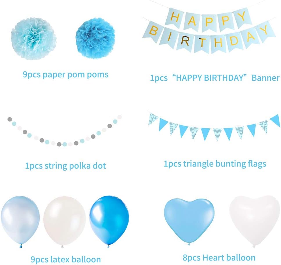 Fournitures De Decorations De Banniere De Joyeux Anniversaire Drapeaux De Banniere Ballons Drapeaux De Drapeaux Banderoles Guirlande A Pois Pour Garcon Boules De Papier De Soie Pompom Jeux Et Jouets Decorations Et