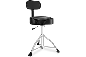 EASTROCK Drum Throne with Backrest Airlift Drum Chair Motorcycle Style Height Adjustable Heavy Duty Saddle Drum Seat with Backrest, Drum Stools with Back Rest for Drummer Adults（Motorcycle Black）