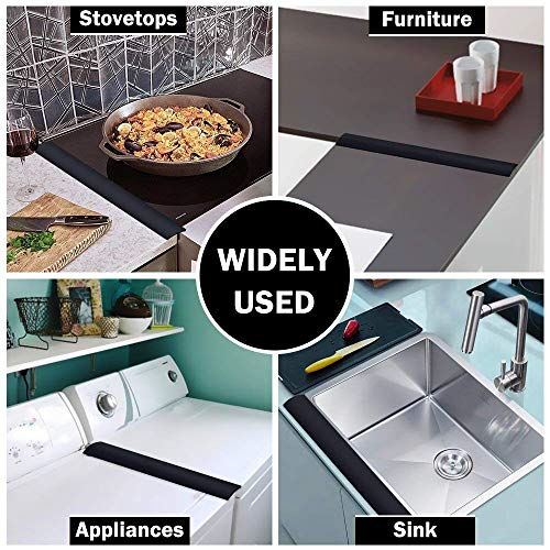 Silicone Stove Counter Gap Cover, 21" Large Oven Liner Easy Clean Heat Resistant 2 Pack Seals Spill Guard for Kitchen Stovetop, Washer, Dryer, Washing Machine (White)