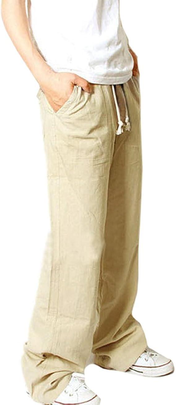 Amazon ニャンドゥー Nyan Deux メンズ リネン ワイドパンツ ベージュ Xxxl ロングパンツ 通販