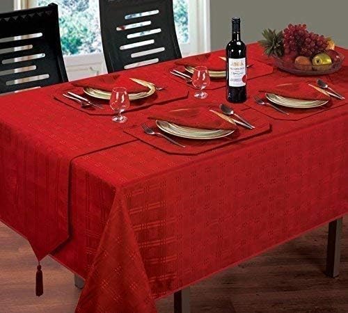 LUXURIOUS MODERN CHRISTMAS WOVEN CHECK JACQUARD RED NAPKINS TO MATCH TABLE CLOTH