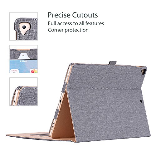 Apple iPad Pro 12.9 Case - ProCase Leather Stand Folio Case Cover for iPad Pro 12.9 Inch (Both 2017 and 2015 Models), with Multiple Viewing Angles, Auto Sleep/Wake, Apple Pencil Holder -Grey