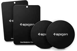 Spigen Kuel MP4-P Metal Plates for Magnetic Car Mount Phone Holder QNMP Compatible [4 Pack - 2 Round, 2 Rectangle] - Black