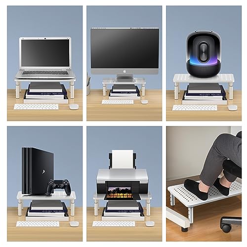 suptek Height Adjustable Monitor Stand, Riser Monitor for PC, Laptop, Printer up to 20 kg, Metal with Ventilation Platform, Computer Display Stand