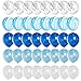 Mayen 40 Pcs 12 Inch Blue Silver White Balloons Set, Silver Confetti and Blue Agate Marble Balloons Royal and Light Blue White Latex Balloons for Birthday Party Decorations Baby Showers Graduation