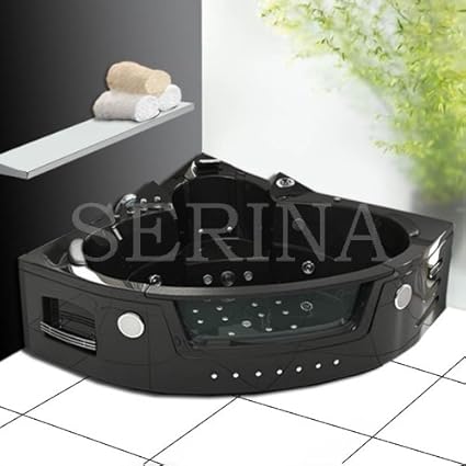 Baignoire Balneo D Angle Noire Whirlpool 30 Jets Jasmine Edition Noire Pack Luxe Amazon Fr Cuisine Maison