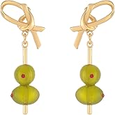 Madison Tyler Fruit Dangle Earrings for Women | Gold Plated Strawberry Apple Cherry Olive Watermelon Earrings for Women | Cute Fun Earring