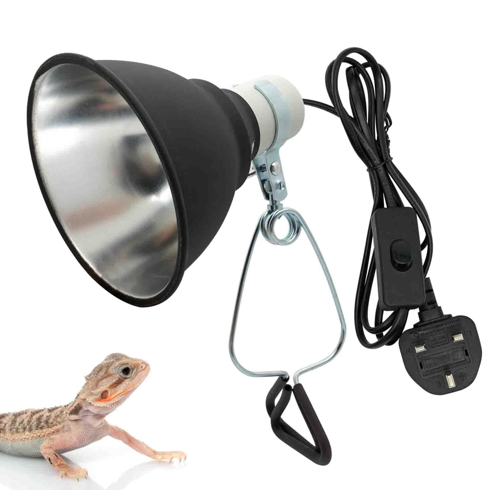 BREUAILY Reptile Heat Lamp Holder 5.5inch E27 Tortoise Heat Lamp with Clamp Aluminium Terrariums Heat Lamps Holder for UVA UVB Infrared Heat Bulbs Reptile Accessories (NO Bulb)