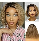 Hair.ly Curly Bob Lace Front Wigs Human Hair 13x6 T Part Lace Frontal Wig Pre Plucked with Baby H...