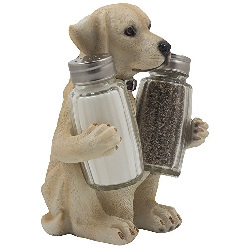 Labrador Retriever Salt and Pepper Shaker Set with Decorative Display Stand Dog Figurine Holder for Lodge & Hunting Cabin Kitchen Decor Table Centerpieces As Puppy Gifts for Hunters - Thumbnail 2