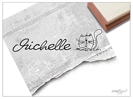 Stempel - Namensstempel MIETZE KATZE - Individueller Kinderstempel für Kita und Schule, mit dem Namen Ihres Kindes - Niedlich