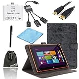 EEEKit 7 Item Starter Kit for IRULU Window 8.1 OS 10.1 inch Tablet,Folio Cover Case,Micro USB Host OTG Hub Adapter Cable,OTG Card Reader,HDMI Cable