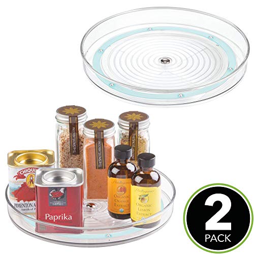 mDesign Plastic Lazy Susan Turntable Food Storage Container for