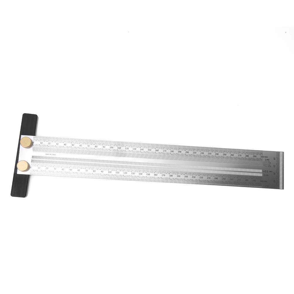 Scribing Ruler Stainless Steel T Type Hole Ruler Stainless Steel Right-Angle Line Ruler / Scribing Ruler 300mm Scribing Ruler Marking Measuring Tool