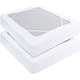 Box Spring Cover Full 2 Pack, Elastic Fabric Wrap Around 4 Sides Bed Skirt, Sleek Alternative for Bed Skirts for Hotel/Home, Fits Box Springs up to 13”, White