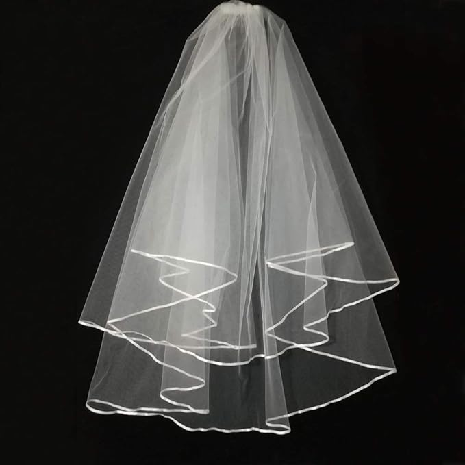 black veil white wedding dress