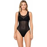 Lazutom Women's Sexy See Through One Piece Mesh High Cut Sleeveless Bodysuit Swimsuit Mesh Leotard Top