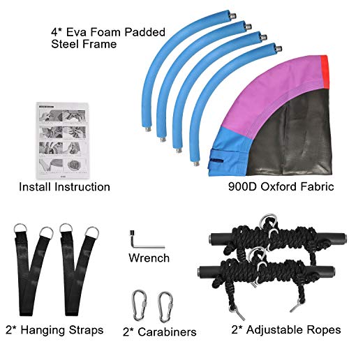 Treeswin Saucer Tree Swing 40 Inch, 700 lb Weight Capacity Outdoor Flying Swing with Tree Strap, 900D Oxford Fabric Waterproof Durable Steel Frame and Carabiner for Playground and Backyard (Rainbow)