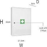 AuraHome Secure Medical Storage Lockable Cabinet White Wall Mounted First Aid view 3