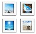 4Pcs 4x4 Real Glass Wood Frame White Square , Fit Family Pictures 4x4