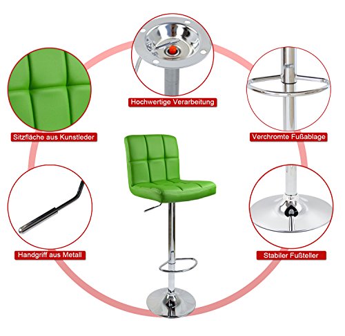 WOLTU® 1 x Barhocker Barstuhl Tresenhocker Stuhl drehbar und höhenverstellbar Tresen Hocker Kunstleder Weiss 9108-1 – Bild 5