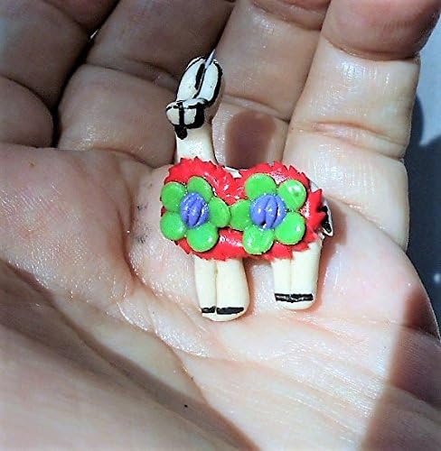 Mexican Llama with Flowers Polymer Clay . 1 1/4" Brooch/ Pendant. He Thinks He's Cute. .