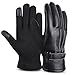 Vbiger Winter Pu Leather Warm Touch Screen Gloves, Warp-knitted Velvet Cashmere Male Gloves in Moderate Size (Black)