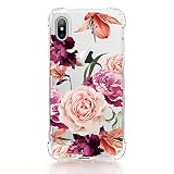 luolnh iPhone X Case,iPhone Xs Case with Flowers, Slim Shockproof Clear Floral Pattern Soft Flexible TPU Back Cover case for iPhone X/iPhone Xs 5.8 inch (Purple Rose)
