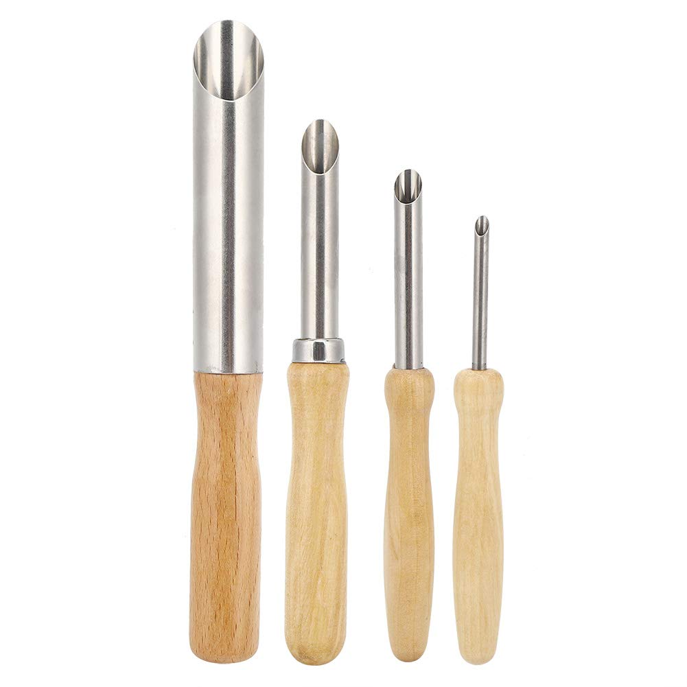 4Pcs Wooden Handle Circular Hole Cutters for Pottery Clay Sculpting Tools Round Clay Cutting Set for Ceramics Making, Handbuilding & Polymer Clay Crafting