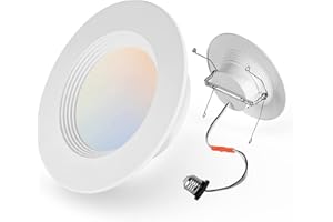 POWERASIA 1 Pack 5/6 Inch LED Can Lights Retrofit Recessed Lighting, 5CCT 6 Inch Recessed Lights Selectable 2700K-6000K Dimmable, 12W=75W, 1200LM Downlight with Metal Smooth Trim-ETL and Energy Star Certified
